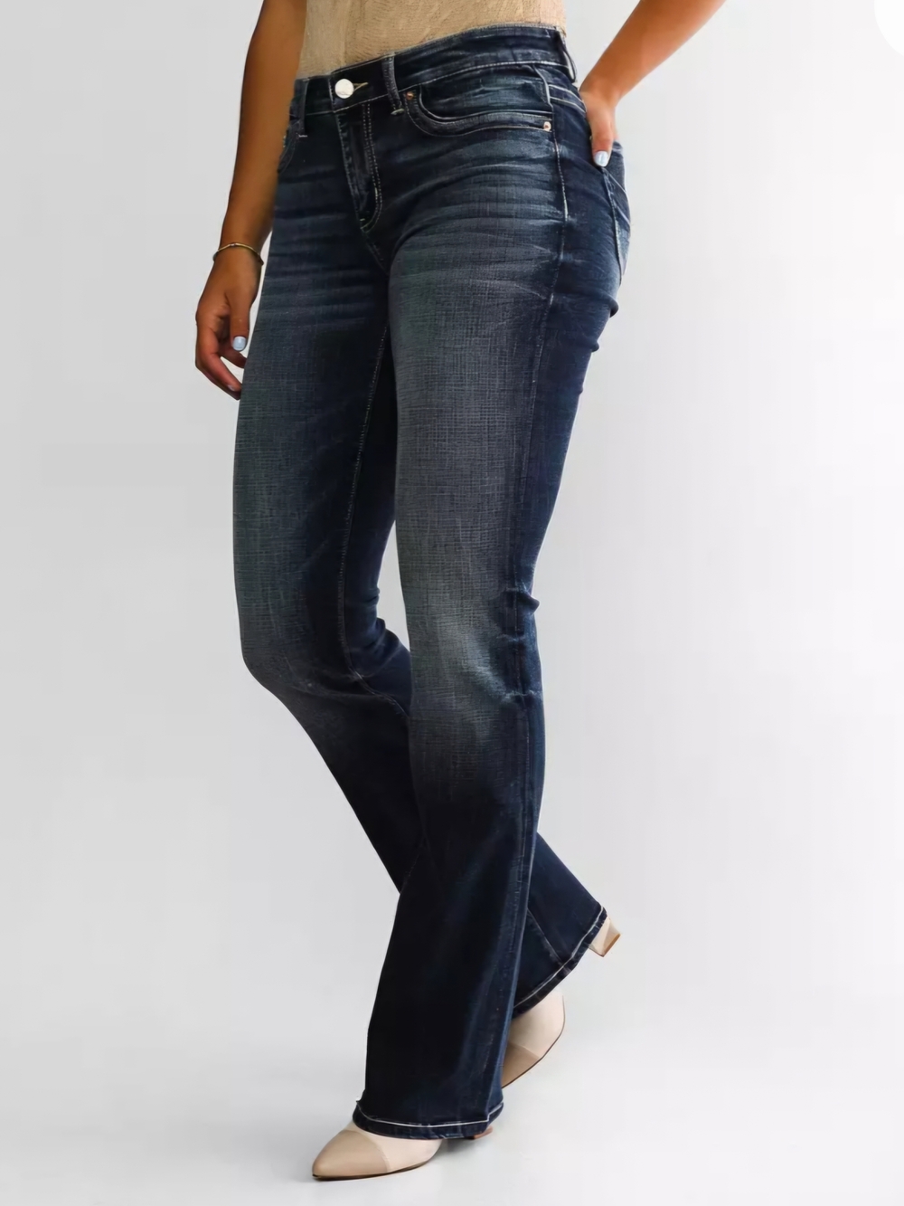 BKE Jeans Women's Dark Blue Flared Jeans - Sleek Flare Fit